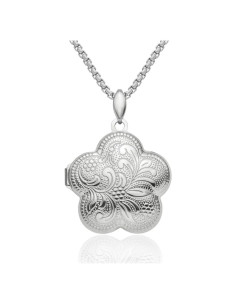 Collar Locket de Foto Personalizado Flor Plata 925 IceCarats