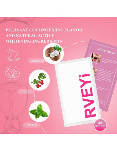 Tiras Blanqueadoras de Dientes RVEYi Sin Peróxido 48 Unidades
