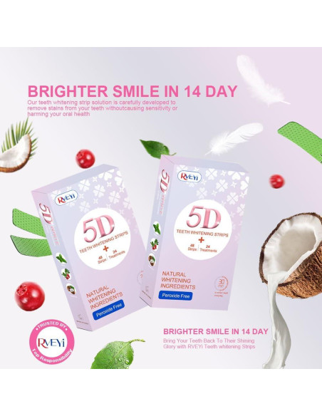 Tiras Blanqueadoras de Dientes RVEYi Sin Peróxido 48 Unidades