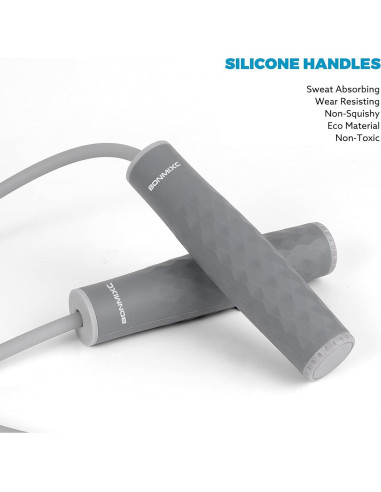 Cuerda de Saltar con Peso BONMIXC 0.45 kg Ajustable para Fitness