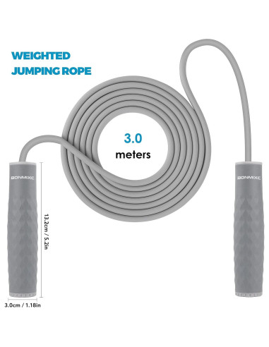 Cuerda de Saltar con Peso BONMIXC 0.45 kg Ajustable para Fitness