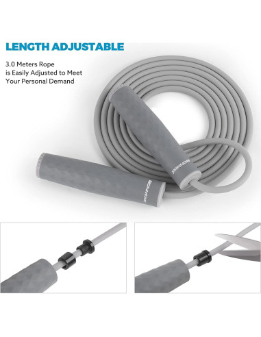 Cuerda de Saltar con Peso BONMIXC 0.45 kg Ajustable para Fitness
