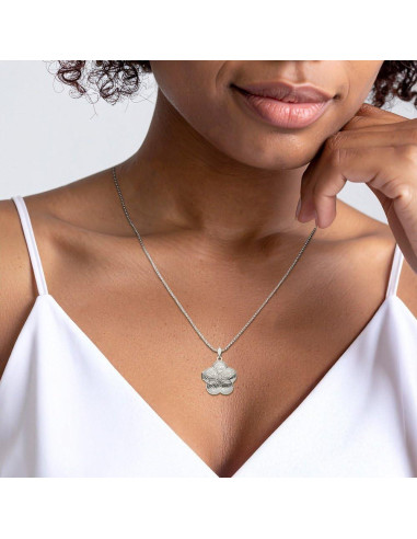 Collar Locket de Foto Personalizado Flor Plata 925 IceCarats