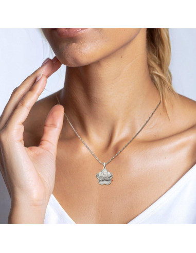 Collar Locket de Foto Personalizado Flor Plata 925 IceCarats