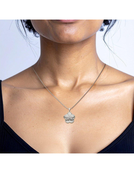 Collar Locket de Foto Personalizado Flor Plata 925 IceCarats