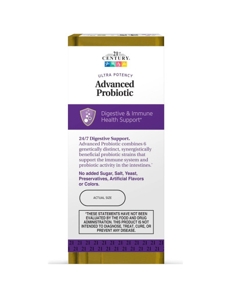 Cápsulas Probioticas 21st Century 60 Unidades 20 Mil Millones