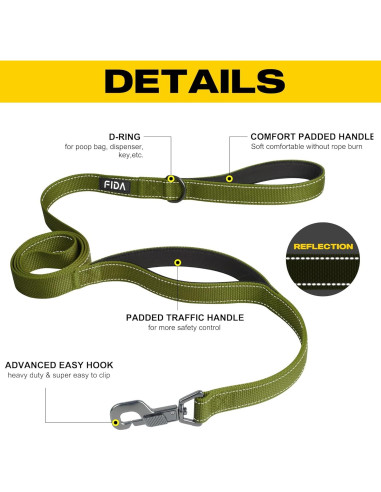 Correa para Perros Fida 1.22m Alta Resistencia Verde