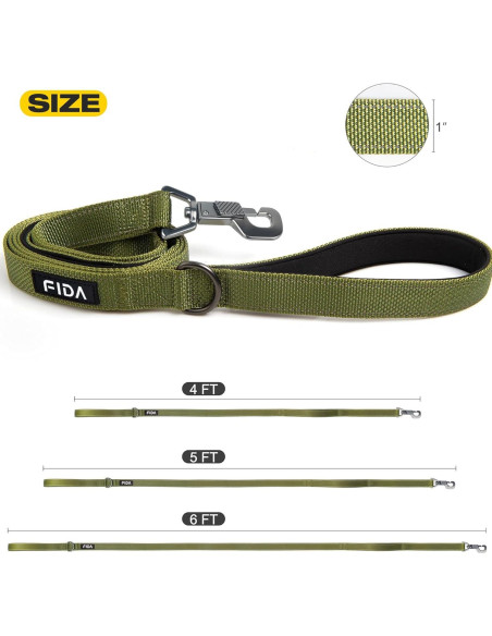 Correa para Perros Fida 1.22m Alta Resistencia Verde