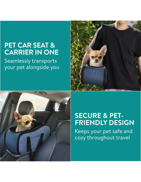 Asiento de Coche para Perros Navaris - Elevador y Cama 38x24cm Asiento de Coche para Perros Navaris - Elevador y Cama 38x24cm