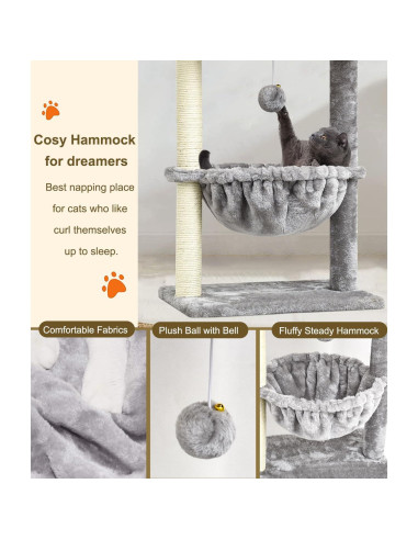 Árbol para Gatos SYANDLVY Torre de Actividad Gris 40.96x66.04cm