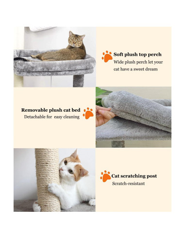 Árbol para Gatos SYANDLVY Torre de Actividad Gris 40.96x66.04cm