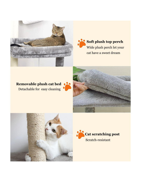 Árbol para Gatos SYANDLVY Torre de Actividad Gris 40.96x66.04cm Árbol para Gatos SYANDLVY Torre de Actividad Gris 40.96x66.04cm