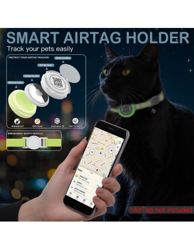 Collar para Gato HENGSHEYUE con Soporte Airtag Impermeable 20-32cm