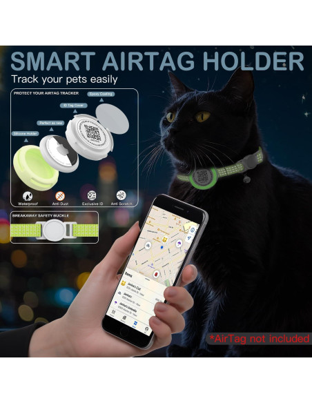 Collar para Gato HENGSHEYUE con Soporte Airtag Impermeable 20-32cm