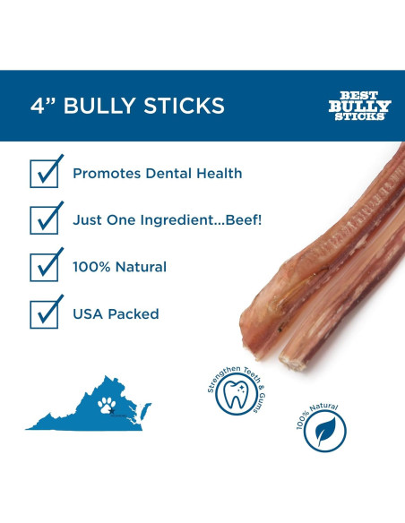 Palos de Bully 10 cm Mejores Palos de Bully - 226 g Natural