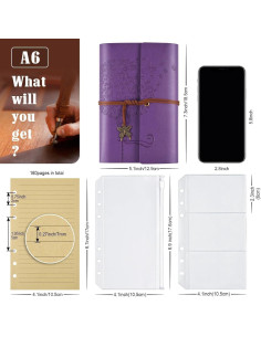 Paquete de 6 Cuadernos A6 OMEYA de Cuero PU Recargables 2