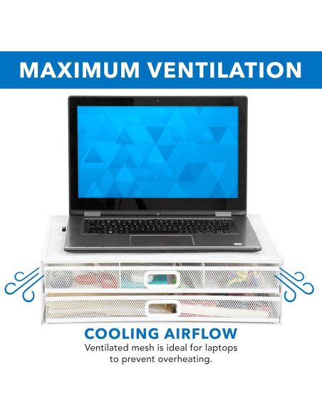 Soporte Elevador de Monitor Mount-It! Blanco con Cajones