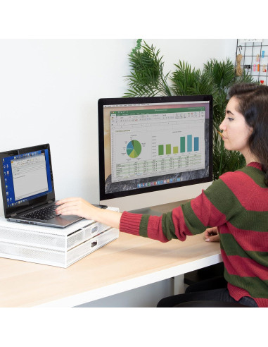 Soporte Elevador de Monitor Mount-It! Blanco con Cajones