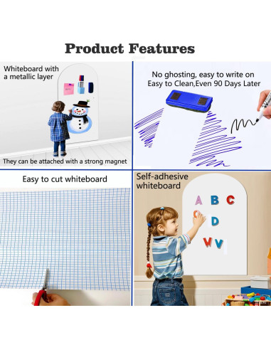 Calcomanía de Pared Pizarra Blanca Magnética Lnepnw 101.6x44.5cm