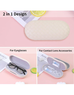 Estuche 2 en 1 para Lentes de Contacto y Gafas SCYJH Blanco 2