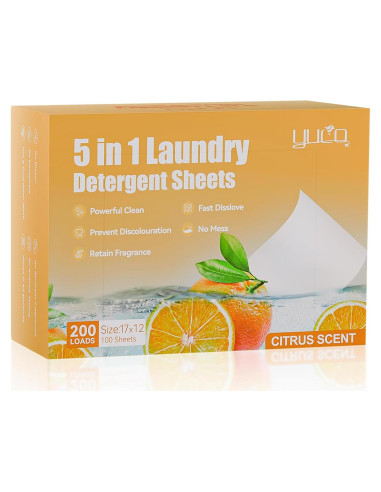 Hojas de Detergente Ecológicas YUCO 200 Cargas Aroma Cítricos