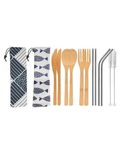 Conjunto de Cubiertos de Bambú UPTRUST 6 Piezas con Estuche