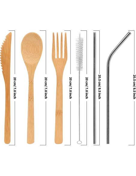 Conjunto de Cubiertos de Bambú UPTRUST 6 Piezas con Estuche