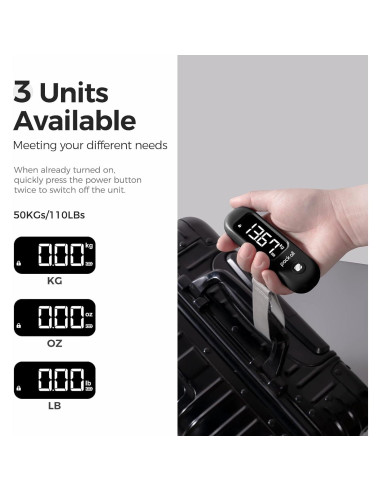 Balanza de Equipaje Digital Pack All 50 kg Pantalla LCD Negra