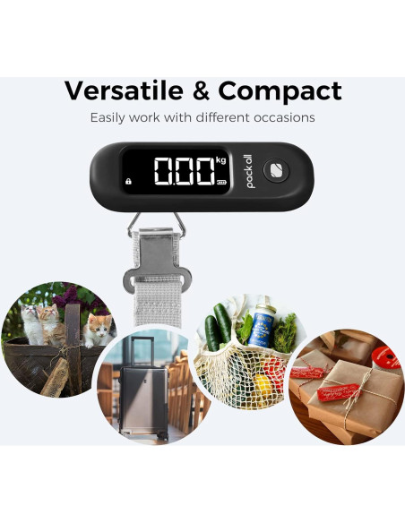 Balanza de Equipaje Digital Pack All 50 kg Pantalla LCD Negra