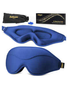 Máscara para dormir BeHoomi 3D ergonómica azul con tapones