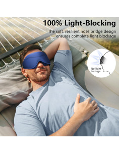 Máscara para dormir BeHoomi 3D ergonómica azul con tapones 2