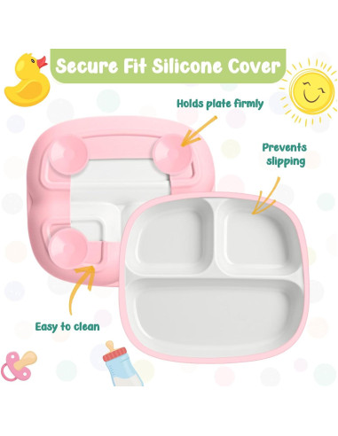 Domensi Set de 3 Platos de Porcelana para Niños con Ventosas 21 cm