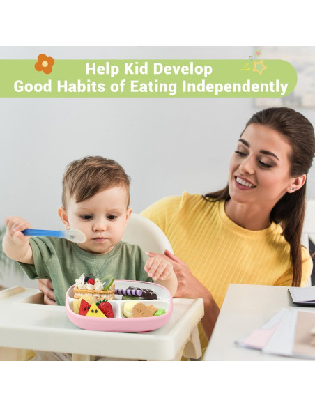 Domensi Set de 3 Platos de Porcelana para Niños con Ventosas 21 cm