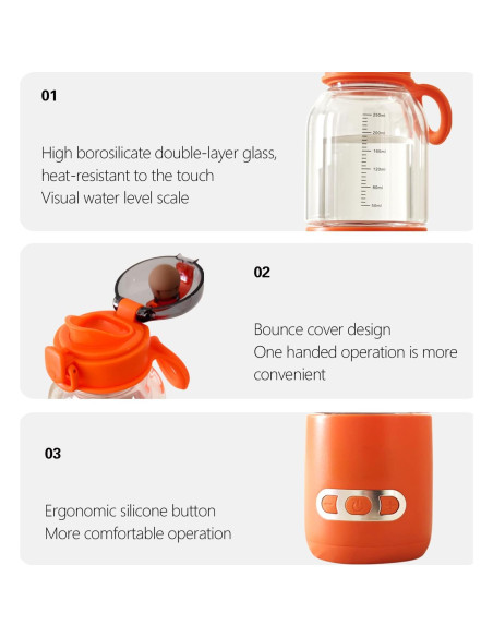 Calentador de Botellas Portátil 250ml USB Temperatura Constante