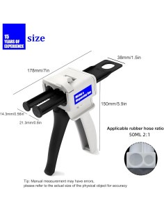 Pistola de Dispensación AB SoKalChw 50ml 1:1/2:1 con Boquillas 2