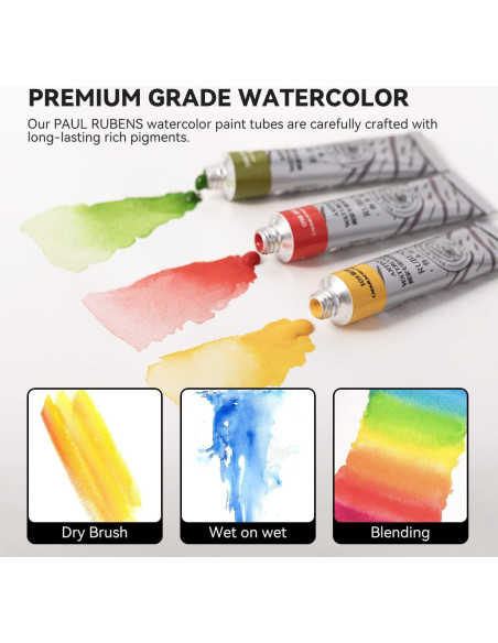 Juego de Pinturas Acuareladas Paul Rubens 24 Colores 12ml