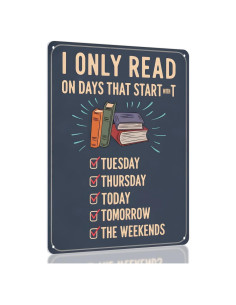 Cartel de Metal Opix Design 'Solo Leo en Días que Comienzan con T' - Decoración Literaria