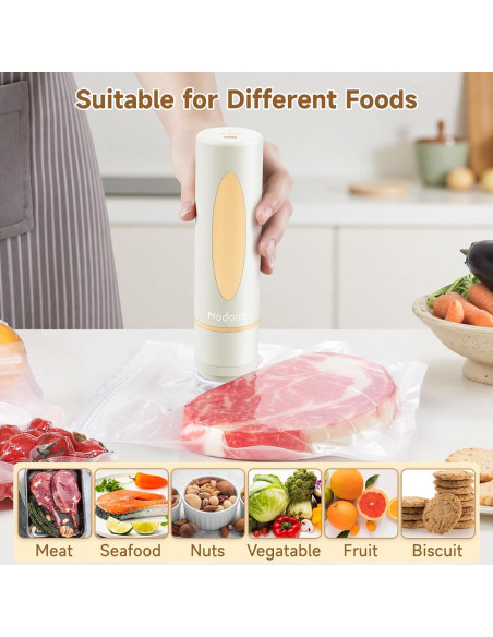 Sellador al vacío Modone Beige + 15 bolsas reutilizables Sellador al vacío Modone Beige + 15 bolsas reutilizables