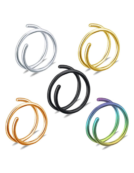 Aro de Nariz Doble Acero Inoxidable 18g Espiral Unisex