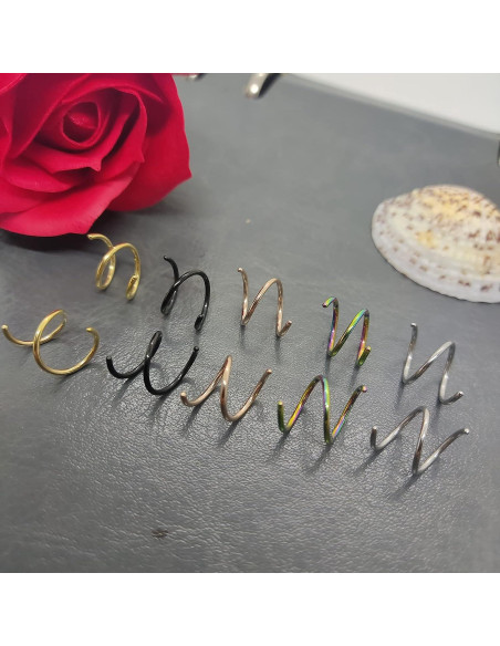 Aro de Nariz Doble Acero Inoxidable 18g Espiral Unisex