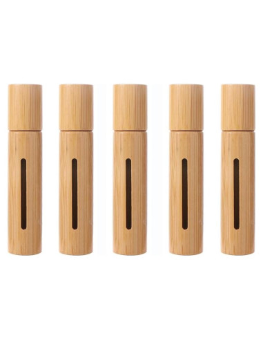 5 Botellas de Rodillo 10ml Pokinge con Apariencia de Madera