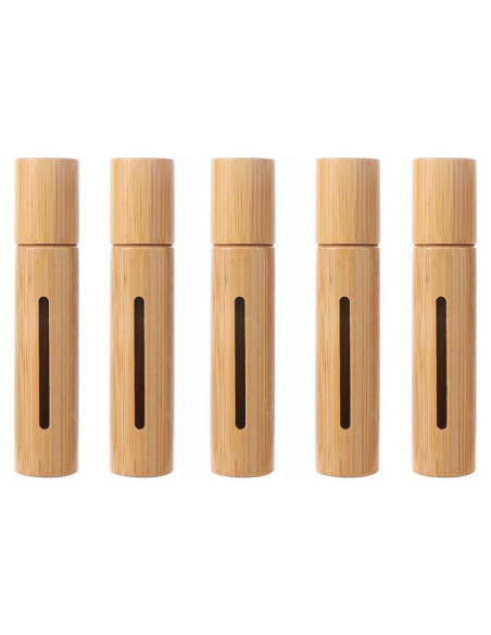 5 Botellas de Rodillo 10ml Pokinge con Apariencia de Madera