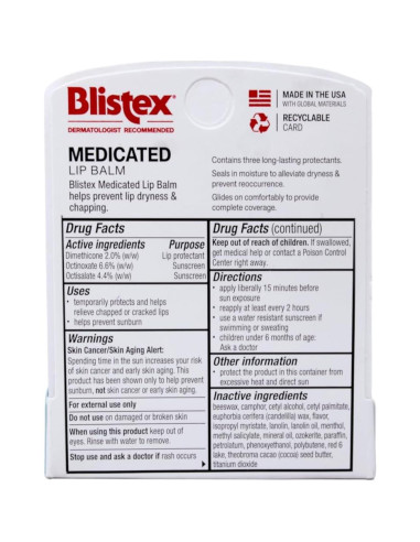 Bálsamo Labial Medicado Blistex SPF 15 - Paquete de 8 x 4.25g