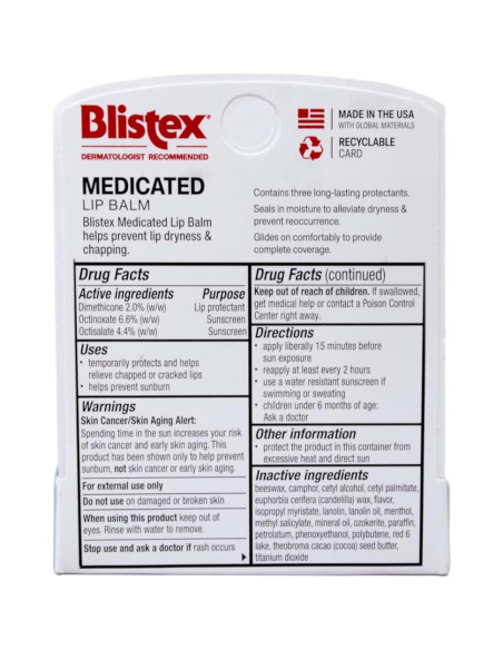 Bálsamo Labial Medicado Blistex SPF 15 - Paquete de 8 x 4.25g Bálsamo Labial Medicado Blistex SPF 15 - Paquete de 8 x 4.25g