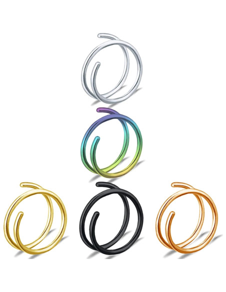 Aro de Nariz Doble Acero Inoxidable 18g Espiral Unisex