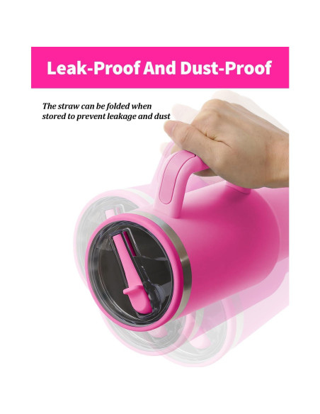 Tapa con Popote para Vaso Stanley 40 oz CHEMLLC - Paquete de 2 Rosa