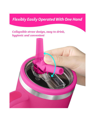 Tapa con Popote para Vaso Stanley 40 oz CHEMLLC - Paquete de 2 Rosa