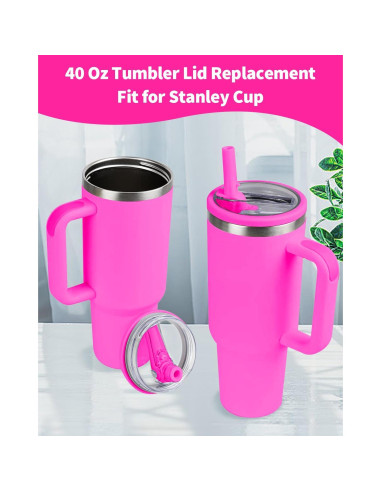 Tapa con Popote para Vaso Stanley 40 oz CHEMLLC - Paquete de 2 Rosa