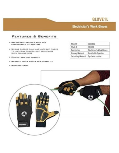 Guantes de Trabajo para Electricistas Southwire GLOVE1L - Paquete de 2
