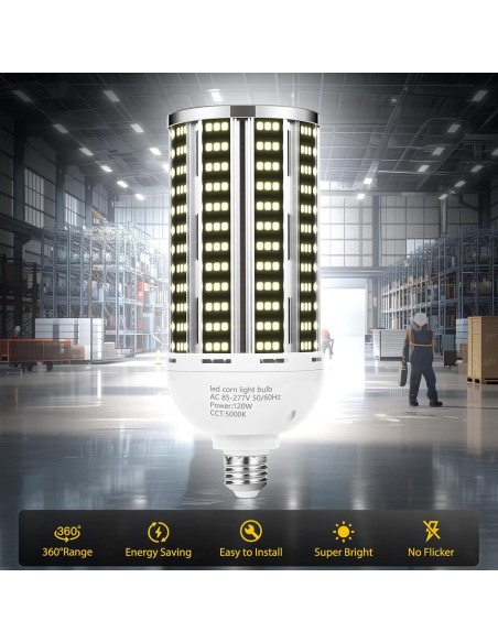 Paquete de 4 Bombillas LED de Maíz YANYCN 120W Luz Diurna 5000K